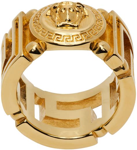 versace ring gold medusa|Versace Medusa ring men.